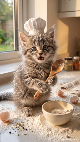 AI cat film still