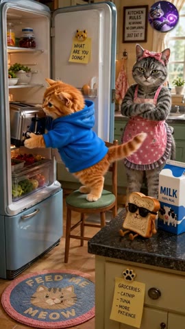 AI cat film still